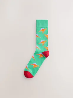 Next - Paquet de chaussettes à motifs 8 Dinosaure rouge vif/bleu/Orange Sale