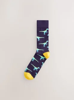 Next - Paquet de chaussettes à motifs 8 Dinosaure rouge vif/bleu/Orange Sale