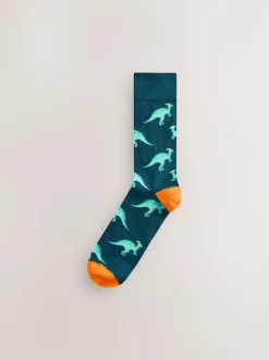 Next - Paquet de chaussettes à motifs 8 Dinosaure rouge vif/bleu/Orange Sale