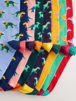 Next - Paquet de chaussettes à motifs 8 Dinosaure rouge vif/bleu/Orange Sale