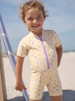 Next - Maillot de bain Sunsafe (3mths-10yrs) Ditsy jaune à carreaux vichy