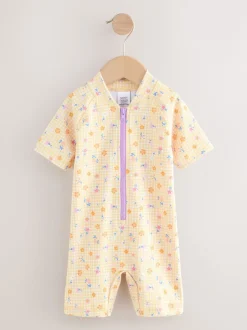 Next - Maillot de bain Sunsafe (3mths-10yrs) Ditsy jaune à carreaux vichy