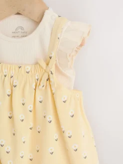 Next Ditsy jaune - Ensemble Salopettes et Bodys en jersey BÉBÉ 2 Pieces (0mois-3ans) Hot