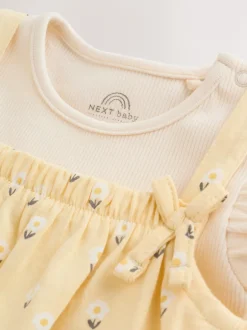 Next Ditsy jaune - Ensemble Salopettes et Bodys en jersey BÉBÉ 2 Pieces (0mois-3ans) Hot