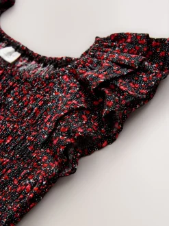 Next Ditsy noir - Robe smockée à manches volantées (3-16ans) Discount