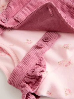 Next Ditsy rose - Body à manches longues et salopette en velours côtelé imprimé bébé Ensemble 2 pièces (0mois-2ans) Outlet
