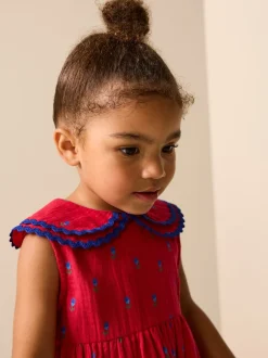 Next Ditsy rouge - Robe Ric Rac à col (3mois8ans) Outlet