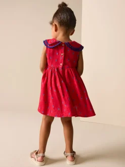 Next Ditsy rouge - Robe Ric Rac à col (3mois8ans) Outlet