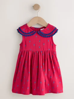 Next Ditsy rouge - Robe Ric Rac à col (3mois8ans) Outlet