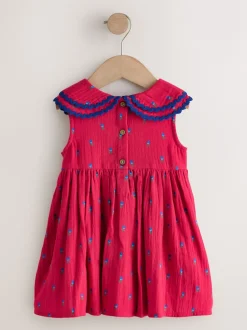 Next Ditsy rouge - Robe Ric Rac à col (3mois8ans) Outlet