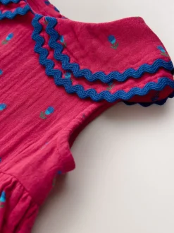 Next Ditsy rouge - Robe Ric Rac à col (3mois8ans) Outlet