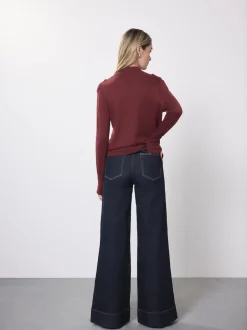 Next Délavage bleu - Jean extensible Ample taille haute Hot