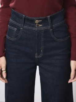 Next Délavage bleu - Jean extensible Ample taille haute Hot