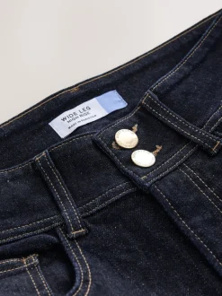 Next Délavage bleu - Jean extensible Ample taille haute Hot