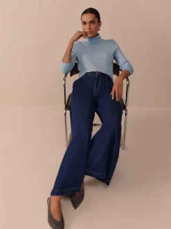 Next Délavage bleu - Jean large N. Premium Palazzo New