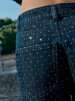 Next Délavage bleu - Jean large orné