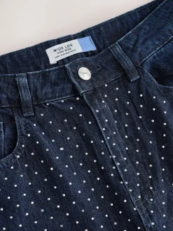 Next Délavage bleu - Jean large orné