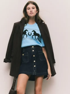 Next Délavage bleu - Minijupe Denim à poches plaquées