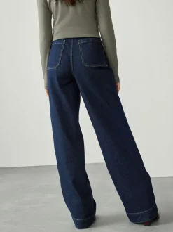 Next Délavage bleu - N Premium Jean Ample Extensible à poche haute avec poche plaquée