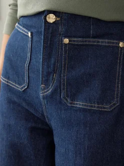 Next Délavage bleu - N Premium Jean Ample Extensible à poche haute avec poche plaquée