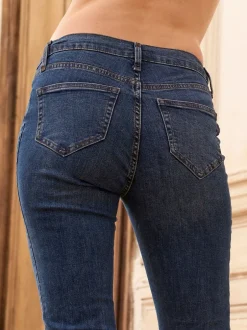 Seraphine Délavage bleu moyen - Jean de Grossesse Underbump Coupe ajustée en tissu bio haut de gamme Sale