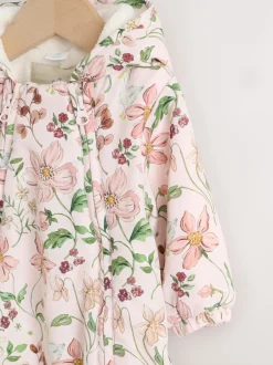 Next Double zip imprimé fleuri rose - Combinaison à capuche en nylon bébé (0mois-2ans) Clearance