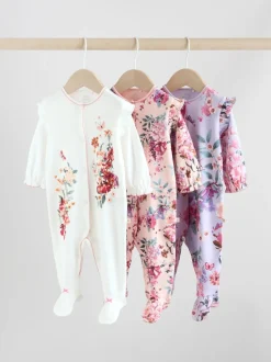 Next Ecru Floral - Combinaisons de sommeil pour bébé 3 Pack (0mois-2ans) Clearance