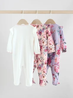 Next Ecru Floral - Combinaisons de sommeil pour bébé 3 Pack (0mois-2ans) Clearance