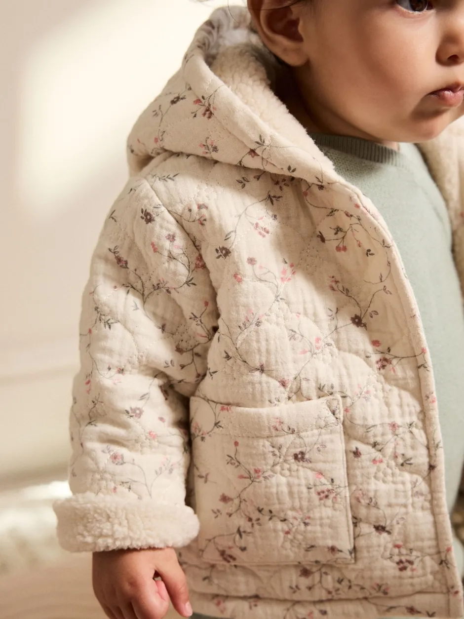 Next Ecru Floral - Manteau Bébé en jersey effet froissé (0mois -2ans) Sale