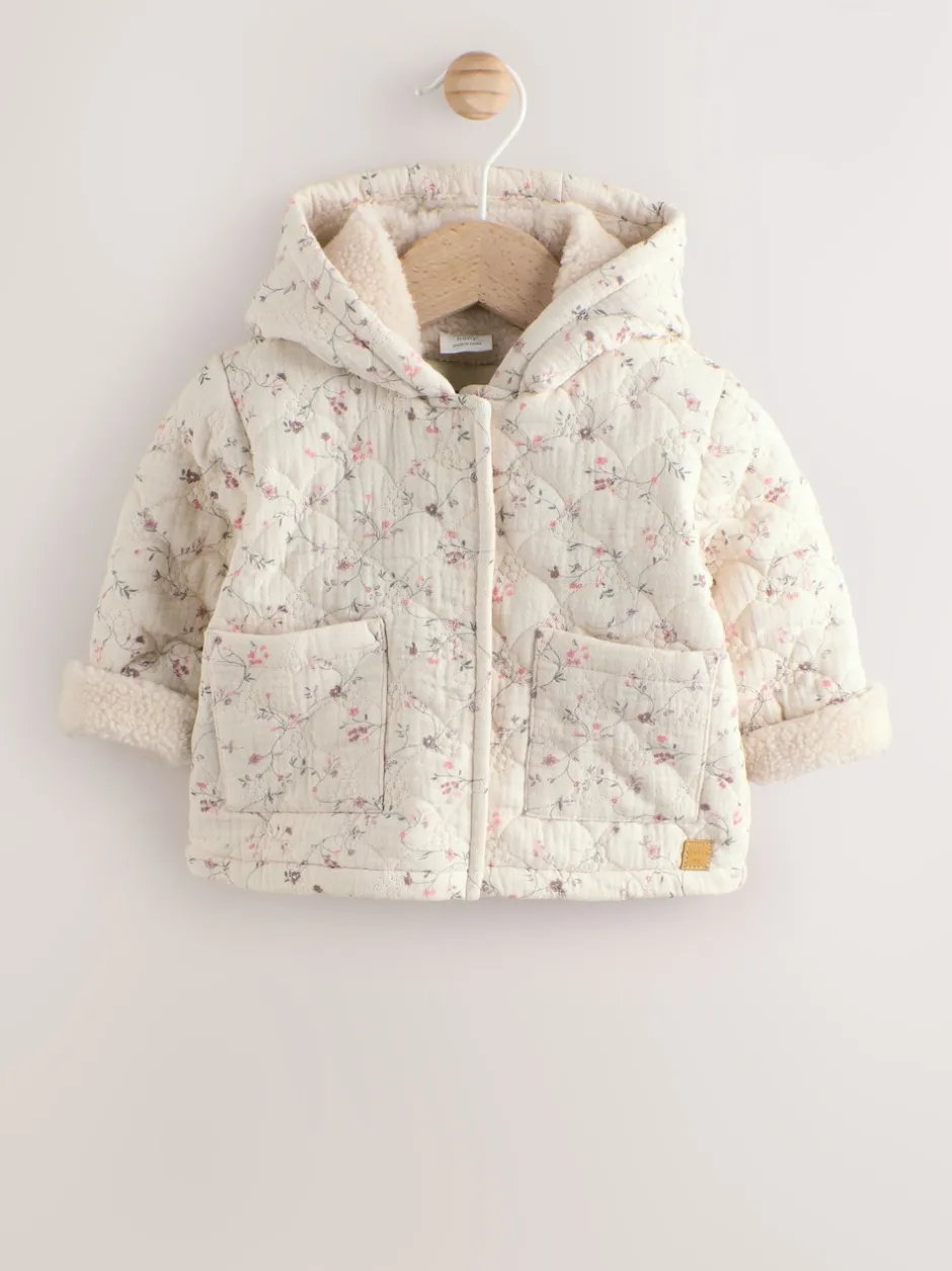 Next Ecru Floral - Manteau Bébé en jersey effet froissé (0mois -2ans) Sale