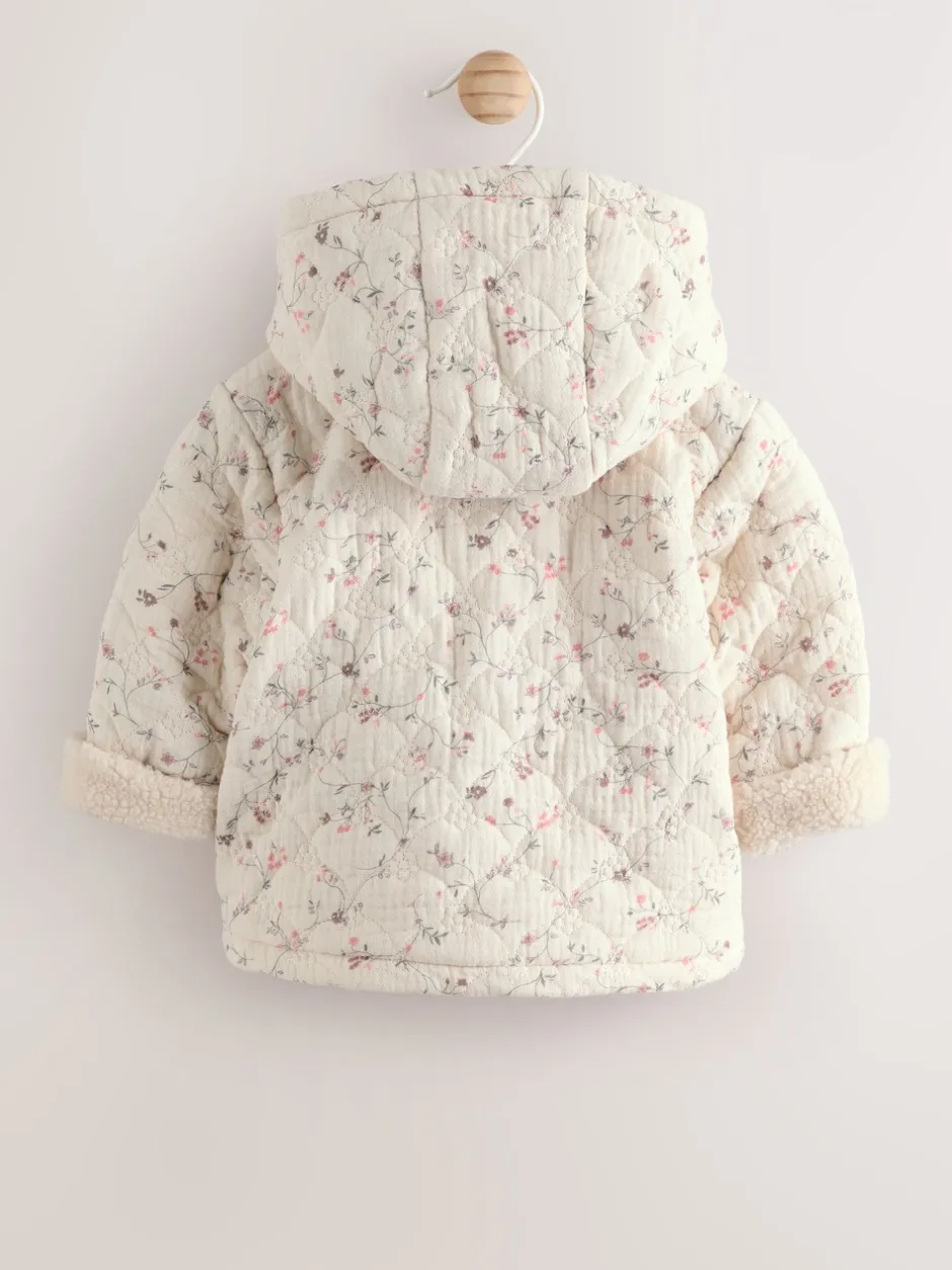Next Ecru Floral - Manteau Bébé en jersey effet froissé (0mois -2ans) Sale