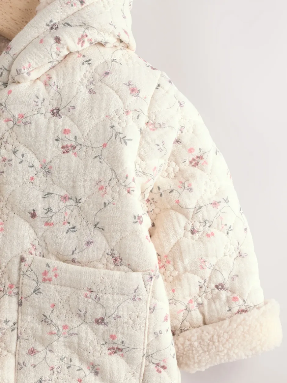 Next Ecru Floral - Manteau Bébé en jersey effet froissé (0mois -2ans) Sale