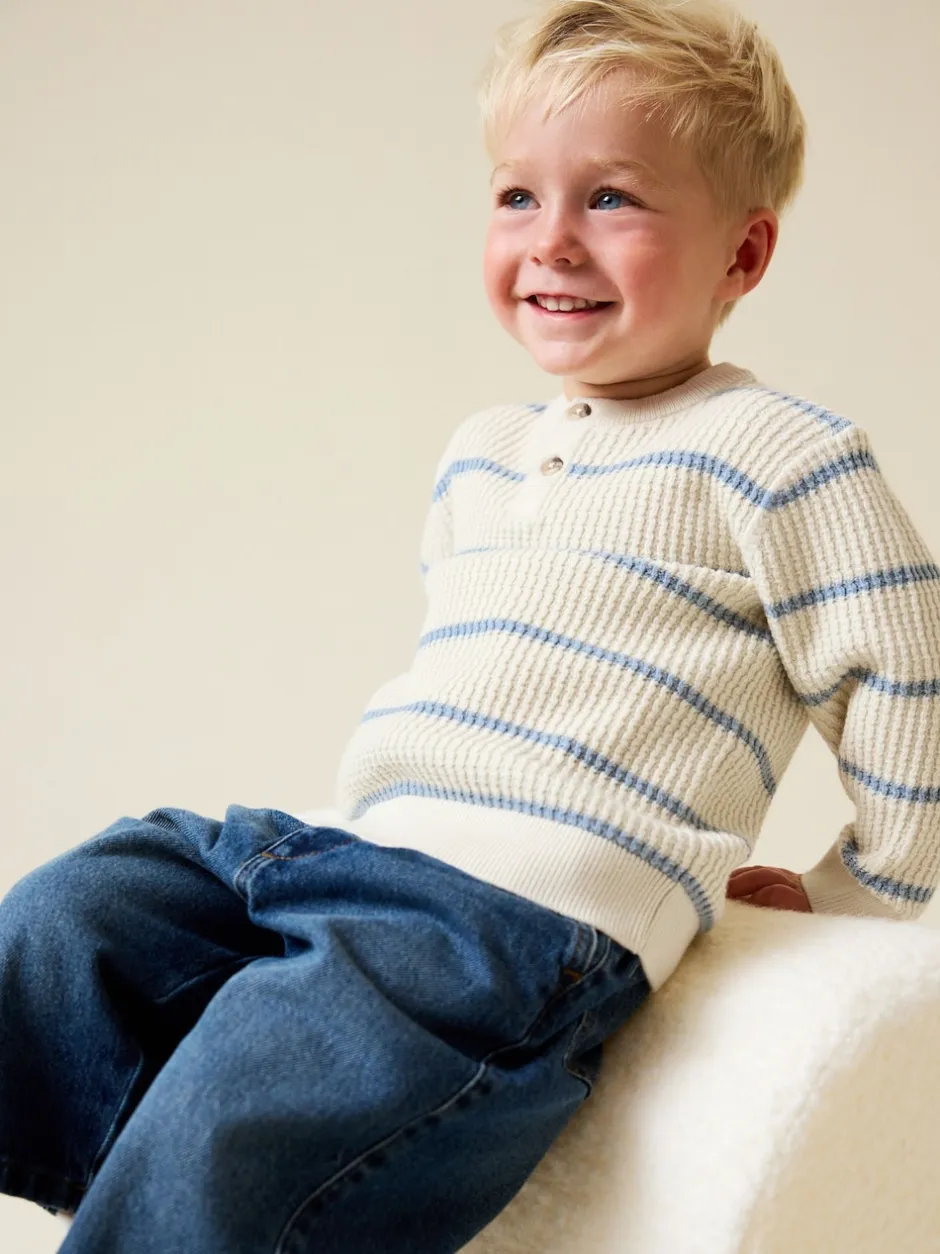 Next Ecru/Bleu - Pull Henley à rayures (3mois-7ans) Discount