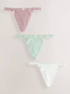 Next Ecru/Rose - Lot de 3 culottes sans coutures en pointelle