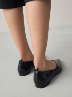 Next Effet Croc noir - Ballerines en cuir haut de gamme à bout pointu Best