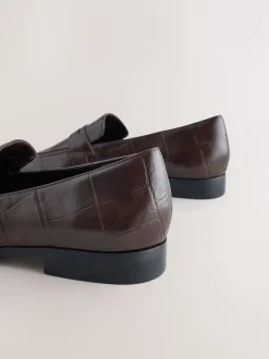 Next Effet croco Marron chocolat - Mocassins Forever Comfort® à bout carré