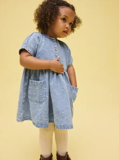 Next En jean avec nœud - Robe à manches courtes (3mois à8ans) Discount