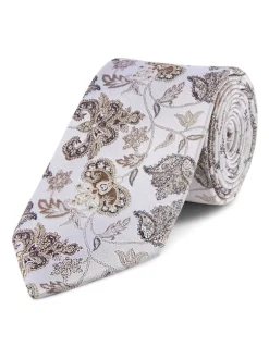 Skopes Ensemble cravate et mouchoir de poche fleuri en soie New