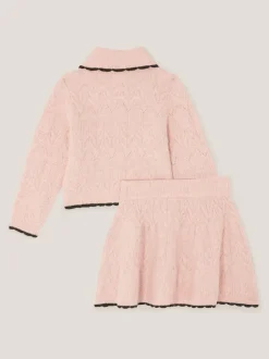 Monsoon Ensemble cardigan à col nœud et jupe en maille New