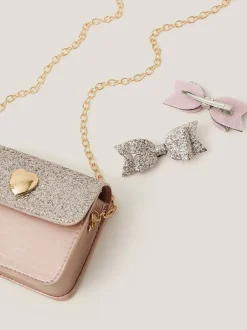 Monsoon Ensemble Mini sac pailleté et pinces à cheveux avec nœud Sale