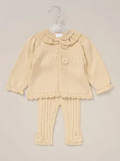 Rock-A-Bye Baby Boutique Ensemble cardigan et legging blanc en maille bébé New