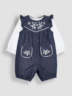 Jojo Maman Bébé Ensemble salopette et haut en chambray brodé Discount