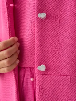 Miss Ensemble veste et robe jacquard rose avec nœud Sale