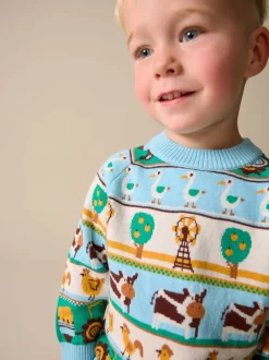 Next - Personnage Pull Col rond en maille (3mois-7ans) Fair Isle multi-motifs Discount