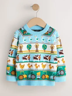 Next - Personnage Pull Col rond en maille (3mois-7ans) Fair Isle multi-motifs Discount