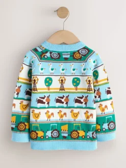 Next - Personnage Pull Col rond en maille (3mois-7ans) Fair Isle multi-motifs Discount
