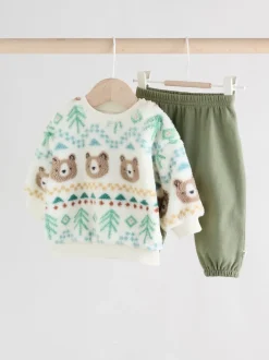 Next Fairisle ours vert - Ensemble Bébé haut en polaire et Survêtement (0mois-2ans) Sale