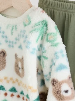 Next Fairisle ours vert - Ensemble Bébé haut en polaire et Survêtement (0mois-2ans) Sale
