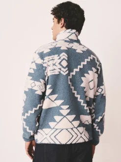 Next Famille bleue/écrue géométrique assortie - Polaire imprimée à col zippé Online