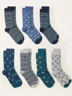 Fat Face FatFace 7 paires de chaussettes Sealife Discount